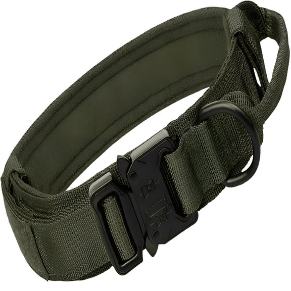 GASTROPOD Tactical Dog Collar with Handle,Heavy Duty Military Dog Collar with 2 Patches for Training,Adjustable Tactical Collars for Large Dogs,Black,L