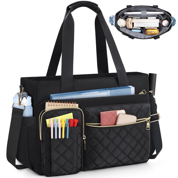 GASTROPOD Teacher Tote Bag 15.6 Inch Laptop Bag for Women Laptop Briefcase Work Bags Nurse Tote Professional Computer Messenger Shoulder Bags for Office,College,Nursing,Black