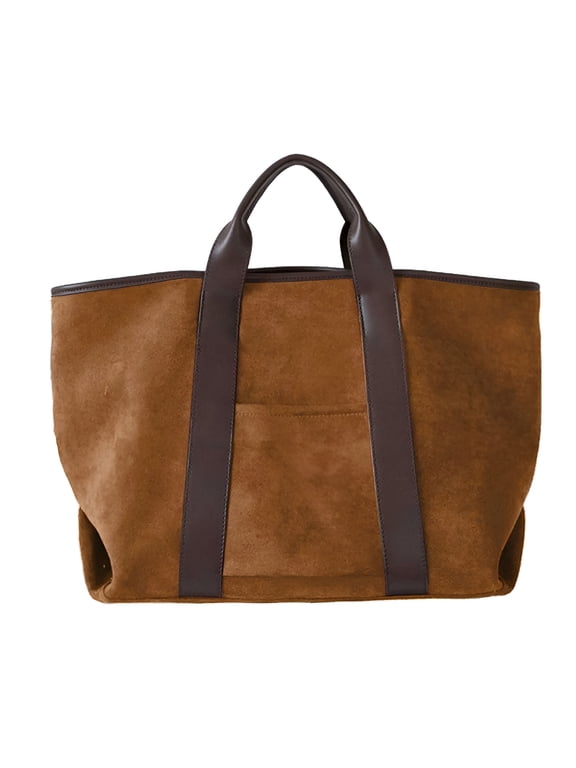 Tote Bag for Women Large Capacity Shoulder Bag Suede Vintage Winter Handbag Commute Bag Shopping Bag Brown Suede Purse