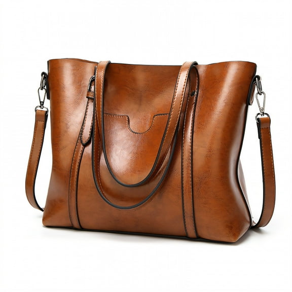 AOMRCOL Tote Bag for Women,Premium Oil Wax Leather Leather Tote Bag for Women,Brown
