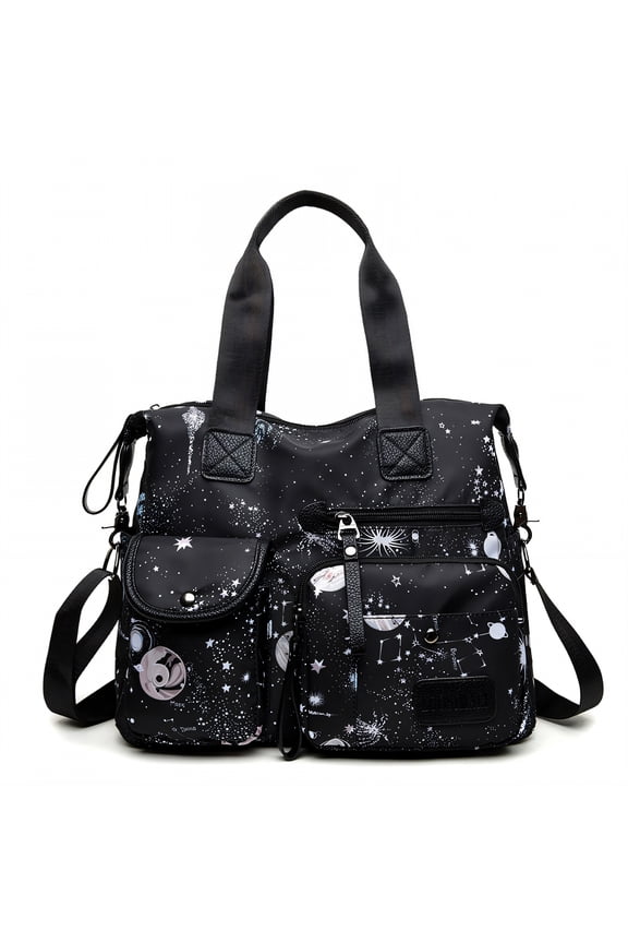 Tote Bag for Women,Water-Resistant Nurse Bag,Comfortable Fabric Cross Body Purse,Black