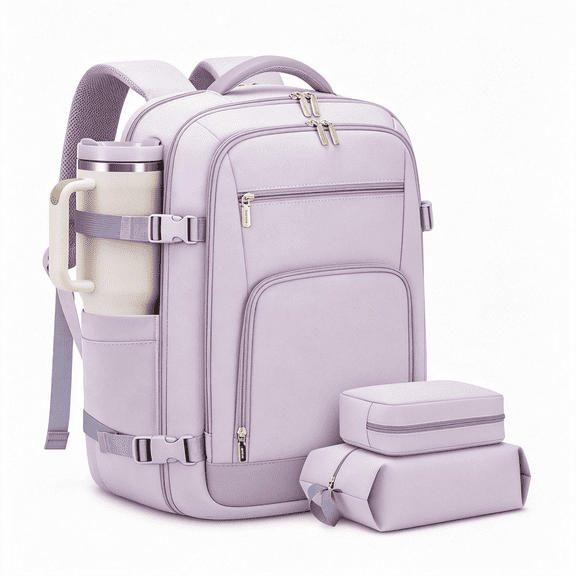 GASTROPOD Travel Backpack for Women,40L Carry on Backpack Flight Approved,Tsa Personal Item Travel Bag Fits 17 Inch Laptop,Business Weekender Overnight Waterproof Daypack with 2 Cubes,Light Purple