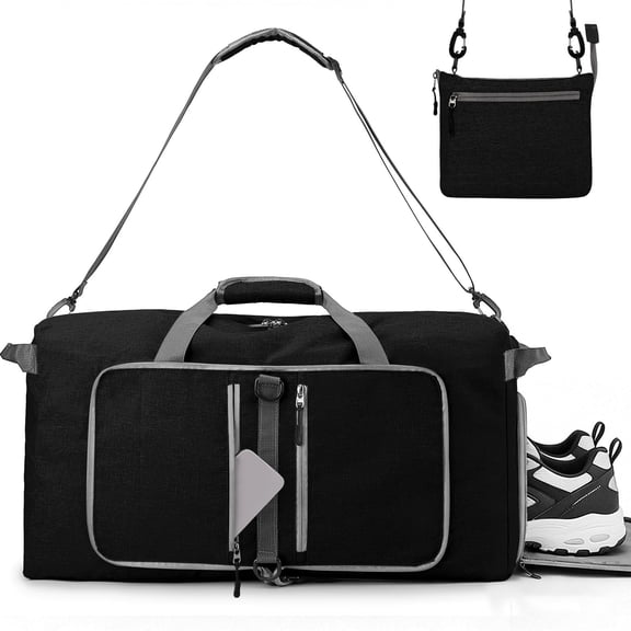 GASTROPOD Travel Duffle Bag 24" Foldable Weekender Bags Men Women,60L Carry on Waterproof Overnight Bag Gym Bag with Shoes Compartment Trolley Sleeve,Large Packable Tote Duffel Bag
