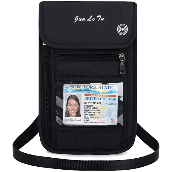 GASTROPOD Travel Neck Pouch Neck Wallet with RFID Blocking Passport Holder Travel Pouch Neck Wallet (Black)