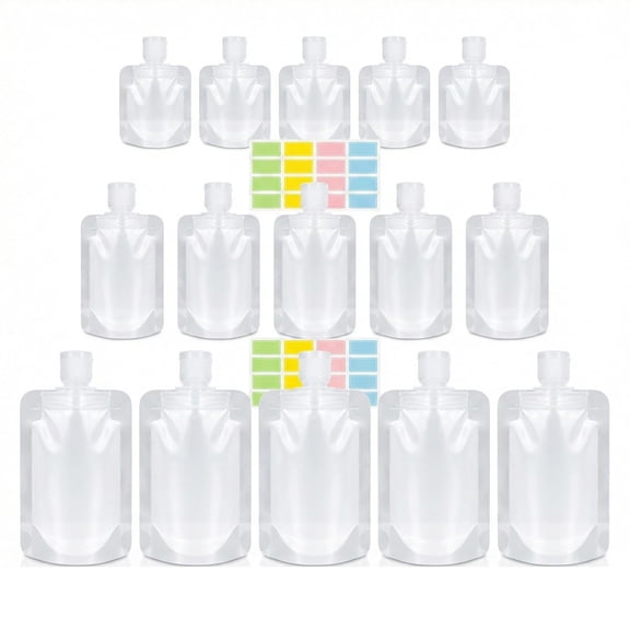 GASTROPOD Travel Pouches for Toiletries Refillable, 17 Pack Compliant Leak Proof Refillable Liquid Pouches, Flat Travel Bottles for Shampoo Lotion Soap, Carry on Travel Containers 30Ml 50Ml 100Ml