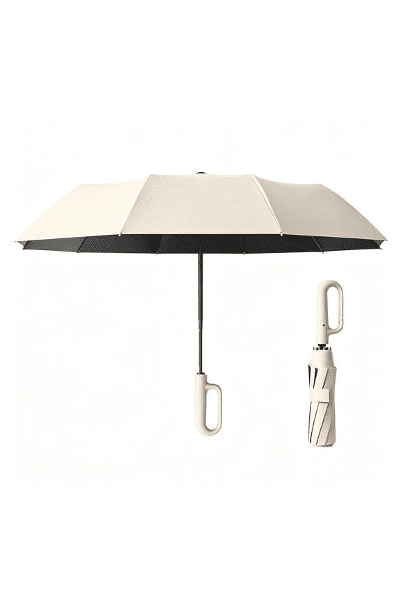 Umbrella for Rain & Sun, Automatic Folding Uv Umbrellas with Ring Handle, Compact Reverse Umbrella, Uv-Blocking Canopy, Wind and Water Resistant Design for Daily Commute & Travel