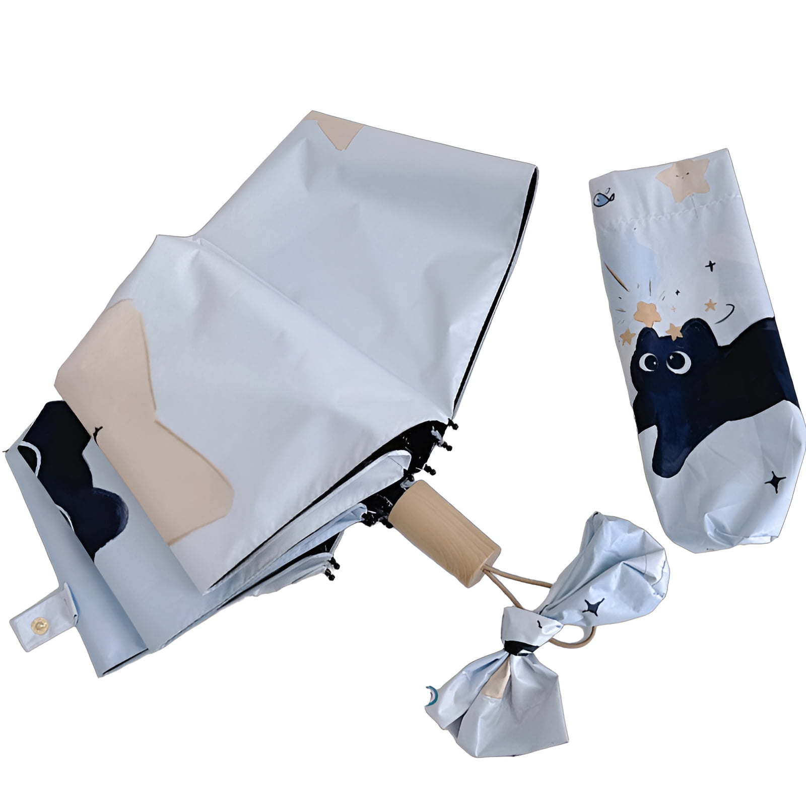 Babyhug Umbrella With Cat Print - Multicolor