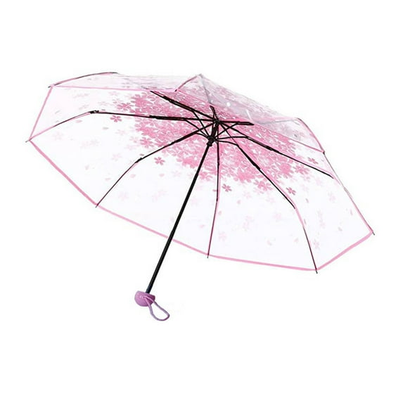 GASTROPOD Umbrellas for Rain Transparent Design Clear Umbrella Cherry Blossom Pattern Travel Umbrella 96x22.5cm,Pink