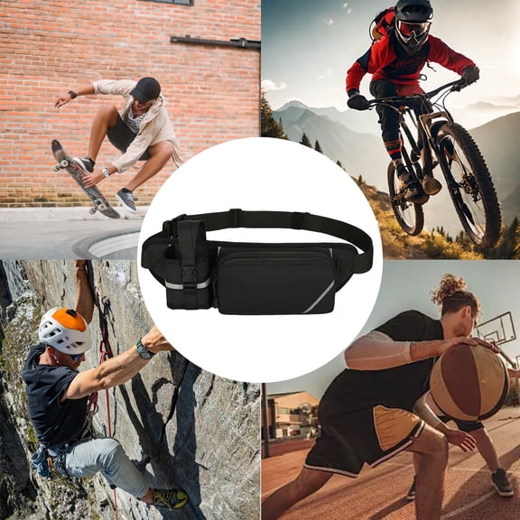 GASTROPOD Unisex Running Belt with Water Bottle Holder Lightweight Nylon Hydration Waist Pack for Phone Running, Hiking, Cycling, Travel, Outdoor Sports Black Running Water Bottle Belt