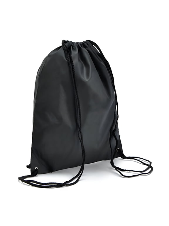 Unisex Sports Waterproof Drawstring String Bag Backpack Pull Rope Gym Casual Sport Shoe Bags, Black