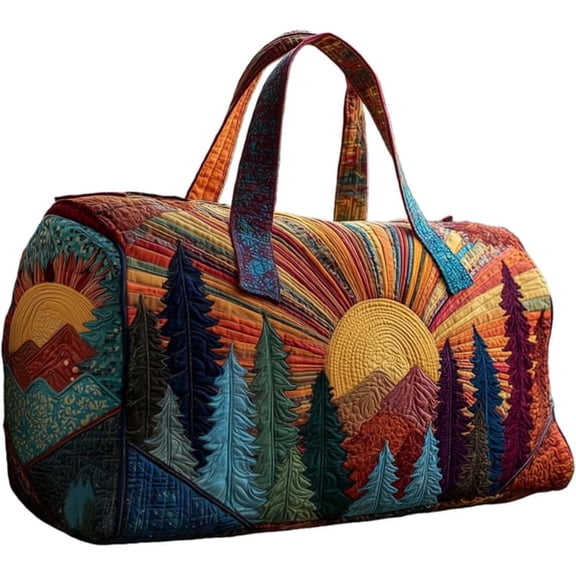 GASTROPOD Van Quilted Duffle Bag,Vintage Floral Weekender Travel Bag,Large Capacity Lightweight Gym Tote for Women(L,L-18In)