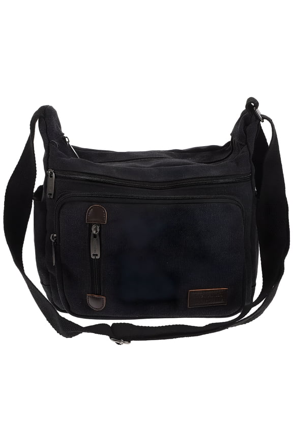 Vintage Canvas Messenger Bag for Men and Laptop Satchel (Black)