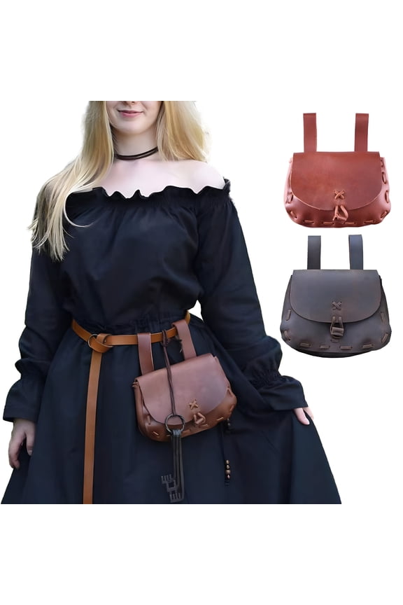 Vintage Waist Bag, Renaissance Medieval Faux Leather
