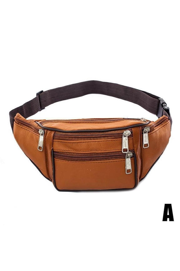 Waist Pack Bum Bag Pu Leather Distressed 30*5*14Cm Vintage Waist Mens Waist Bag for Men