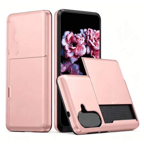GASTROPOD Wallet Case for S24,Built-In Card Holder with Hidden Slot,Dual Layer Shockproof Protection,Slim Tpu and Pc Frame Cover Wallet Phone Case Rose Gold