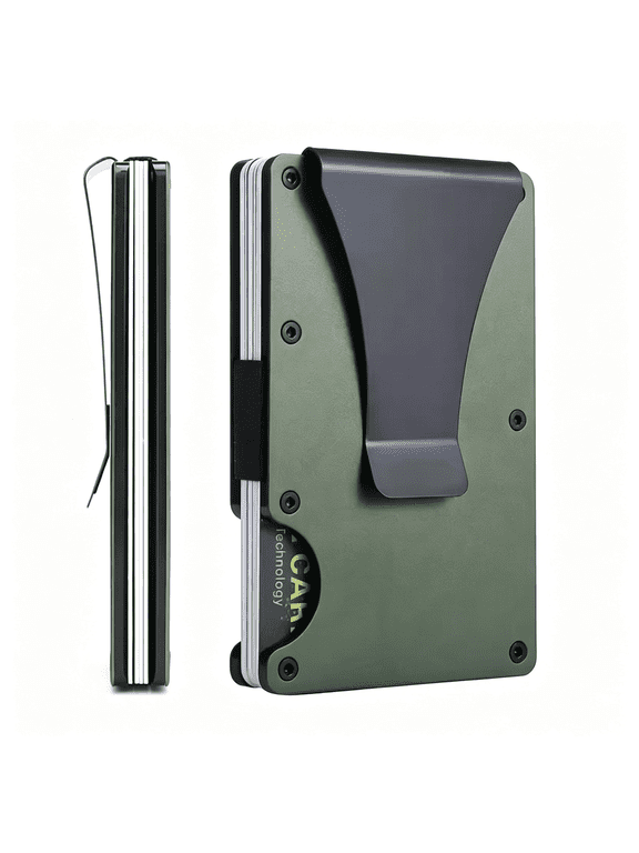 Wallet for Men - Slim Minimalist Compact Wallet and Card Holder, Rfid Protected Front Pocket Wallets for Men with Integrated Money Clip (Matte Olive Titanium)