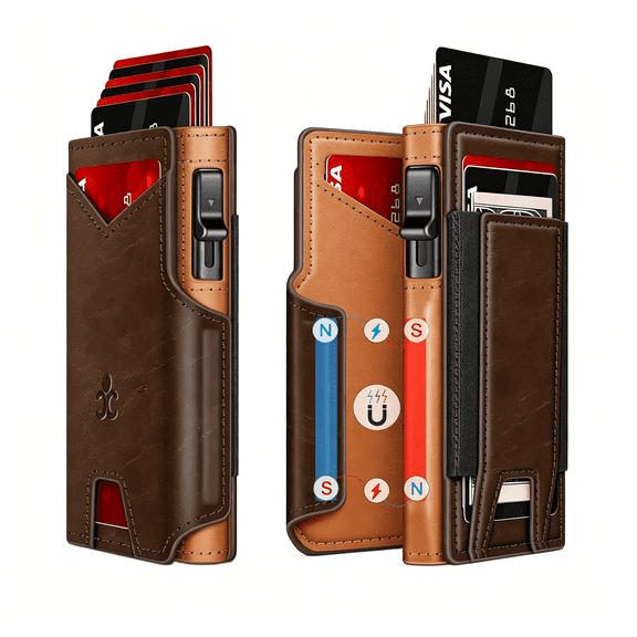 GASTROPOD Wallet for Men Wallet with Slim Pop Up Card Holder 9-13 Cards,Bifold Minimalist Smart Wallet Rfid Blocking Credit Card Holder with Id Window&Stretchable Cash Slot Compact