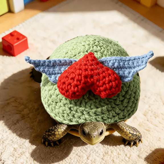 GASTROPOD Warm Knit Tortoise Sweater,Handmade Turtle Sweater Small Animal Sweater Pet Shell Decoration Outfit Turtle Clothes Tortoise Costume for Christmas Party Cosplay Photo Shoot-Heart,M