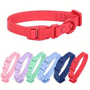 GASTROPOD Waterproof Dog Collar Soft Rubber Dog Collar with Safety Buckle Adjustable Pet Collars for Small Medium Large Dogs Durable Style Red Dog Collar