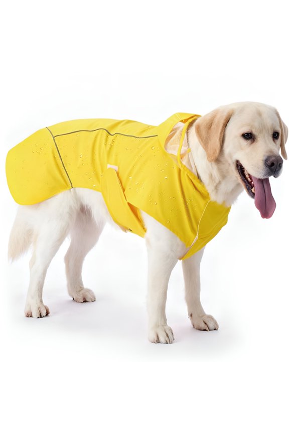 Waterproof Dog Raincoat with Clear Hood & Reflective Strips, Adjustable Pet Rain Jacket for Medium Dogs, Secure Fit & Easy-On Design (Medium)