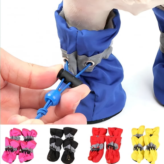 GASTROPOD Waterproof Dog Shoes Anti-Slip Rain Boots for Small Dogs Cats Puppy, Soft Sole Pet Paw Protectors, 4 Pack