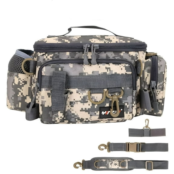 GASTROPOD Waterproof Fishing Bag Cross Body Sling Fishing Tackle Backpack with Rod Holder Box Storage Military Outdoor Compact Lure Bag