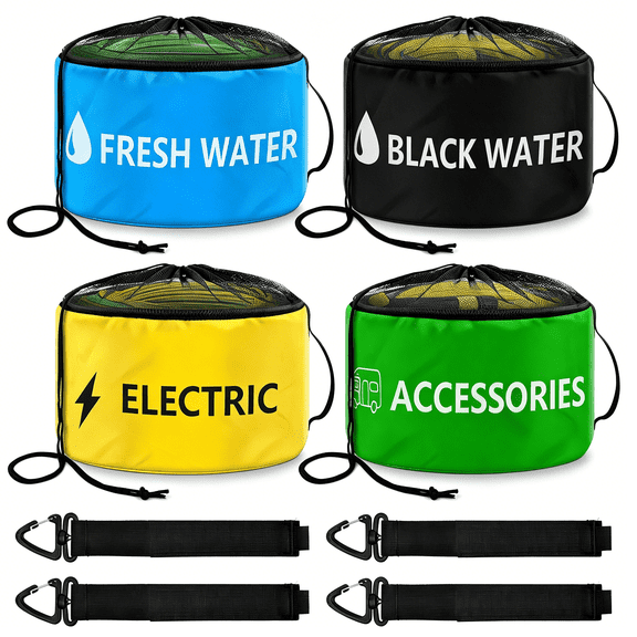 GASTROPOD Waterproof Rv Hose Storage Bag of 4 Pack, Organizer Accessories for Camper, Rv Equipment Storage Organizer Bag for Sewer Hoses, for Fresh/Black Water Hoses and Electrical Cords Etc