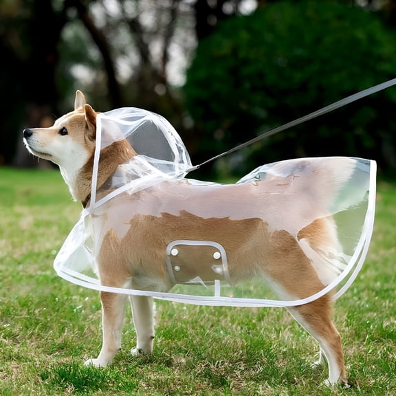 GASTROPOD Waterproof & Windproof Dog Raincoat with Clear Hood  Adjustable Lightweight Rain Jacket for Small Dogs (19-26Lb), Full-Coverage Puppy Poncho with Button Closure