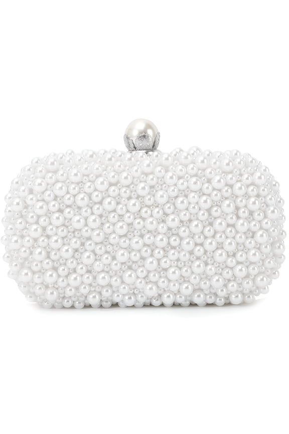 2026 New White Pearl Clutch Purses for Women Wedding Bride Pearl Evening Bag Party Clutch Wallet Tote Handbag for Weddings, Parties, Proms, Evening Events, Bridal Showers, Formal Occasions