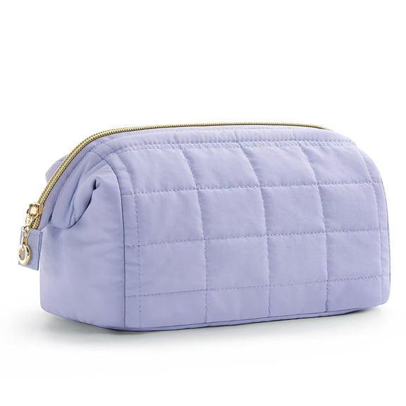 GASTROPOD Wide-Open Makeup Bag Cosmetic Pouch Organizer Travel Toiletry Bag Essentials Accessories for Women Girls,Quilted Purple