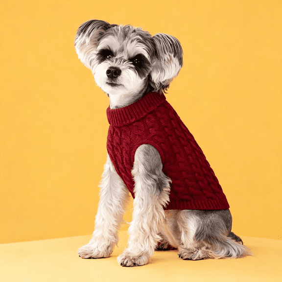 GASTROPOD Winter Cat Sweater Coat-Soft Warm Cold Weather Clothes Knitwear for Kittens&Small Dogs Indoor Outdoor Wearing,Knitted Classic for Doggies Kitties Girls Boys,Red,M