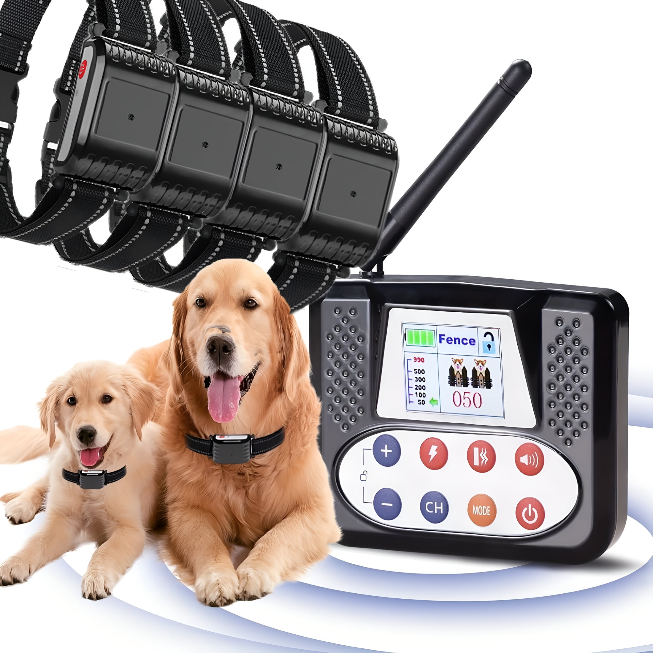 GASTROPOD Wireless Dog Fence System for 1-3 Dogs with Training Collar - Adjustable Boundary Containment,Rechargeable Battery & Dual Power,Shock/Vibration/Sound Modes,Real-Time Monitoring