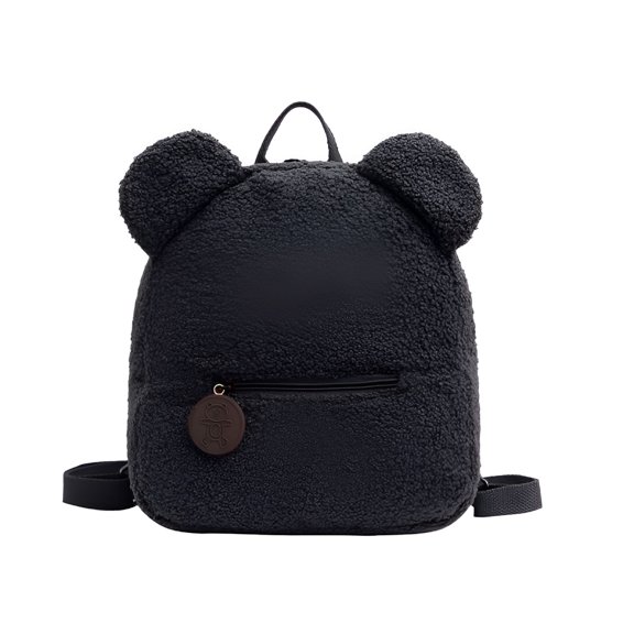GASTROPOD Women Mini Cute Bear Ear Fuzzy Backpack, Winter Warm Plush Soft Furry Casual Daypack, Fashion Small Travel Bag