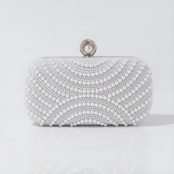 GASTROPOD Women'S Pearl Clutch Wedding Bridal Pearl Evening Bag Party Clutch Wallet with Detachable Chain Shoulder Strap