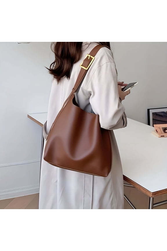Women Shoulder Bag Solid Fashion Handbag Crossbody Bag Women's Minimalist PU Leather Bag For Work