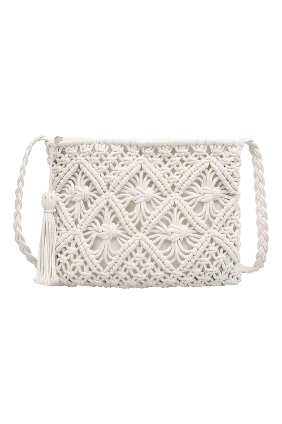 Women Small Cotton Crochet Cross-Body Bag Bohemian Shoulder Bag Purse Cross Body Bag for Woman
