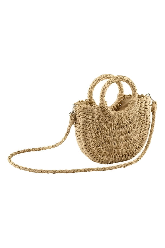 Women Straw Handbag Summer Beach Rattan Tote Bag Crossbody Shoulder Top Handle Handbag Handmade Purse Clutch Bag