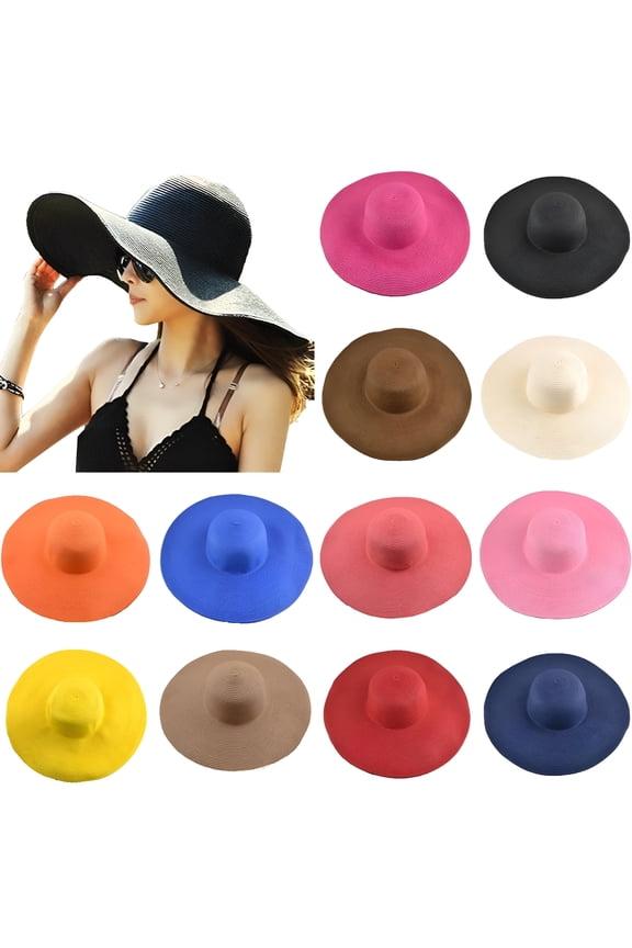 Women Straw Hats Wide Brim Foldable Packable Roll up Cap Summer UV Protection Beach Sun Hat UPF50+