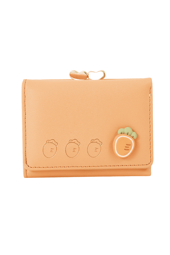 Womens Wallet,Fruit-Themed Small Purses,Compact Card Holder with Electroplating Metallic Finish and Detailed Stitching
