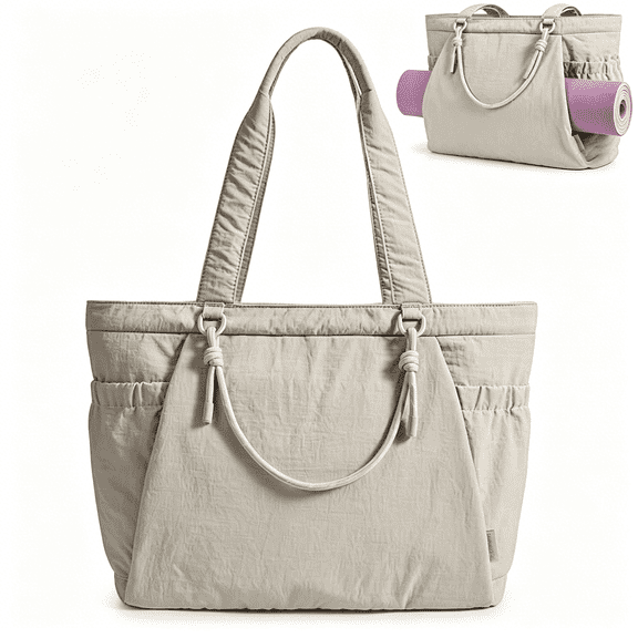 GASTROPOD Yoga Tote Bag for Women with Knotted Handle,Lightweight Pilates Bag with Yoga Mat Holder,Gym Bag for Work Travel for 15.6"Laptop,for 40Oz Tumbler,Yoga Mat Bag Carrier,23L Handbag