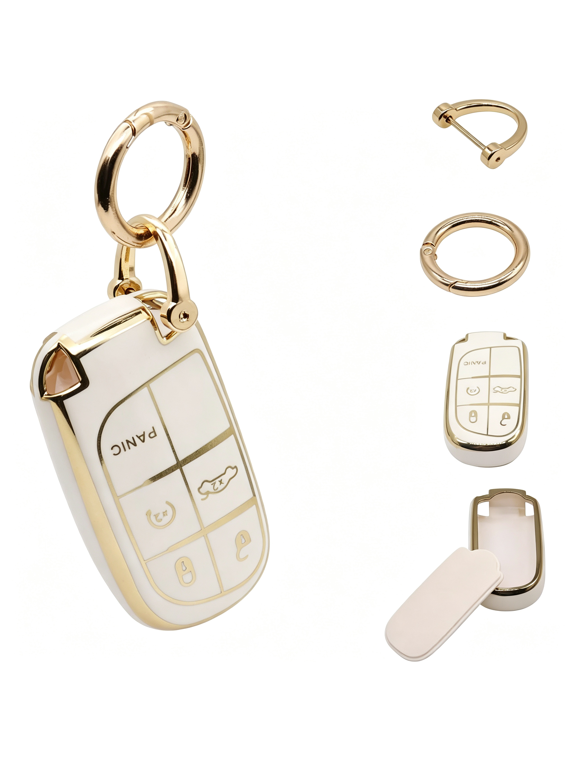 for Key Fob Coversoft Full Protection Key Case Shell Compatible with Smart Key 3 4 5 Buttons Protector Key Cover (White)