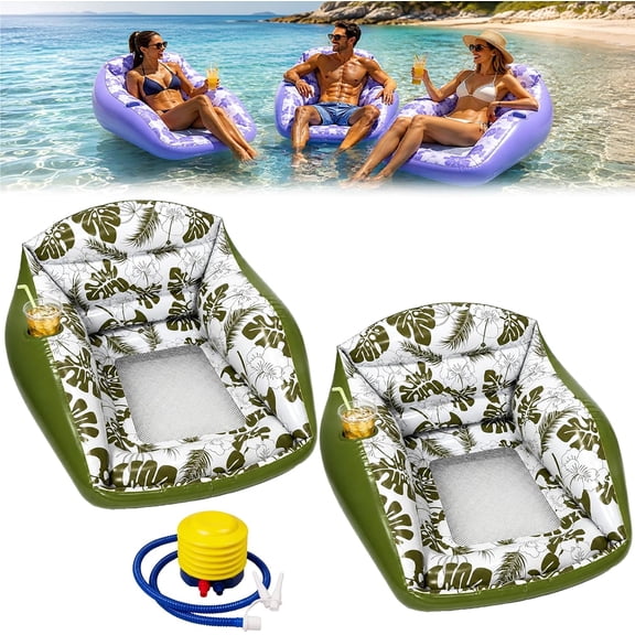 GASYLL 3-in-1 Inflatable Pool Lounge Chair,U-Shaped Water Inflatable Pool Float with Cup Holder,Adult Water Sofa Float,for Parties Lake Summer Vacation