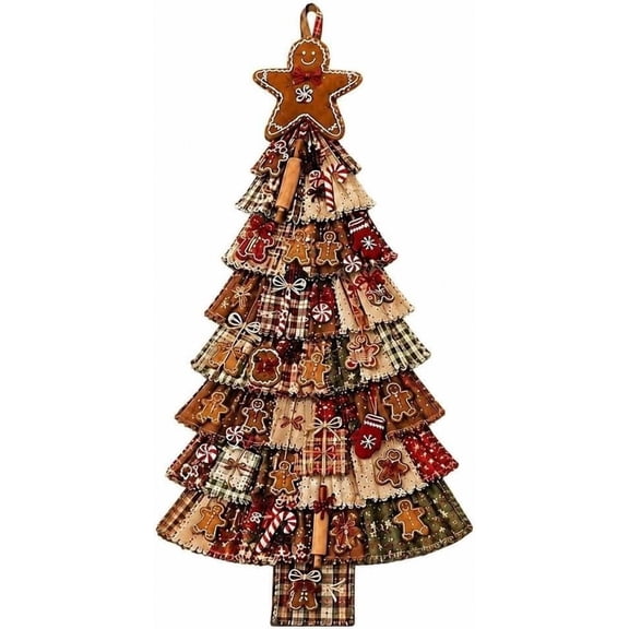GASYLL Beginner-Friendly DIY Oversized Patchwork Christmas Tree Door Hanging Kit, for Shelf Home Display for Front Door Porch Entryway