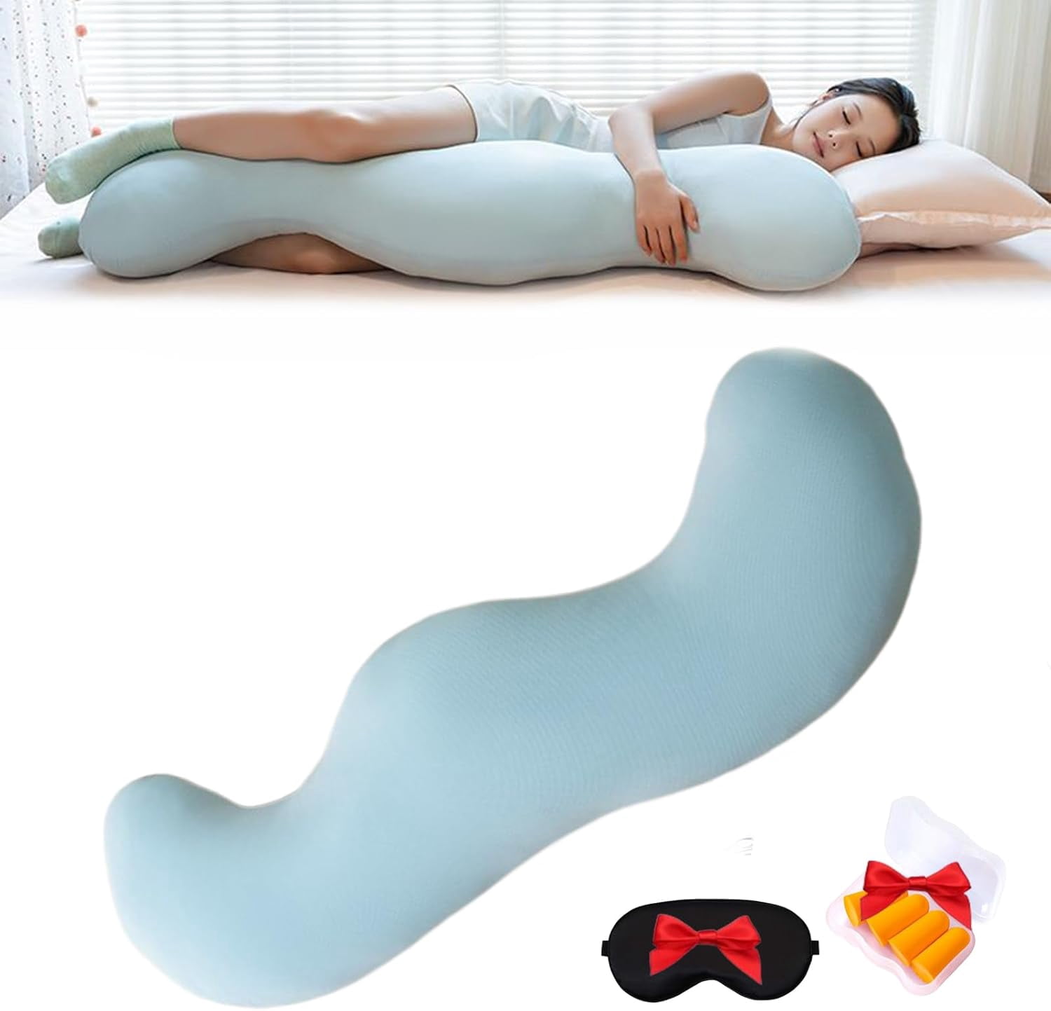 GASYLL Pea Pod Body Pillow for Side Sleeper,Pea Pod Body Cooling Pillow for Adults,Long Bolster Hug Pillow with Cooling Fabric,Soft Ergonomic Pillow for Pregnancy Sleeping Back,Hip & Leg Support