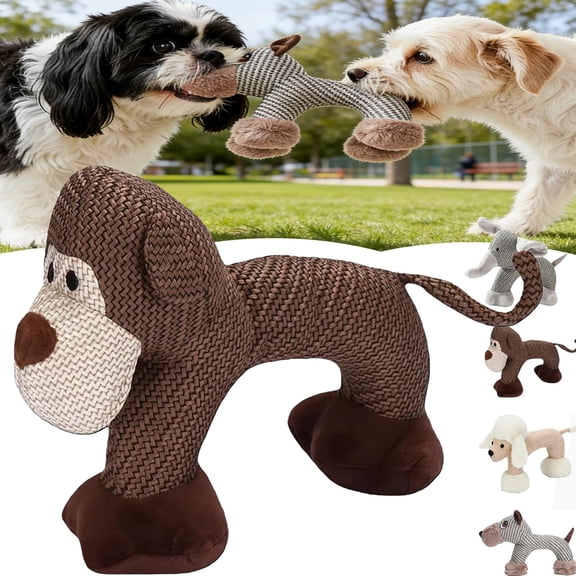 GASYLLSHOP Dog Toy - Linen Safari Companions Dog Toy, Squeaky Dog Chew Toys, Textured Linen Weave That Turns Frantic Chewing into Focused Calm(Monkey)