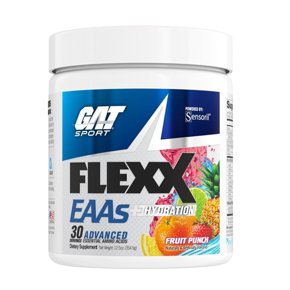 GAT SPORT Flexx EAAs + Hydration, Advanced Essential Amino Acids, 30 Servings (Fruit Punch)