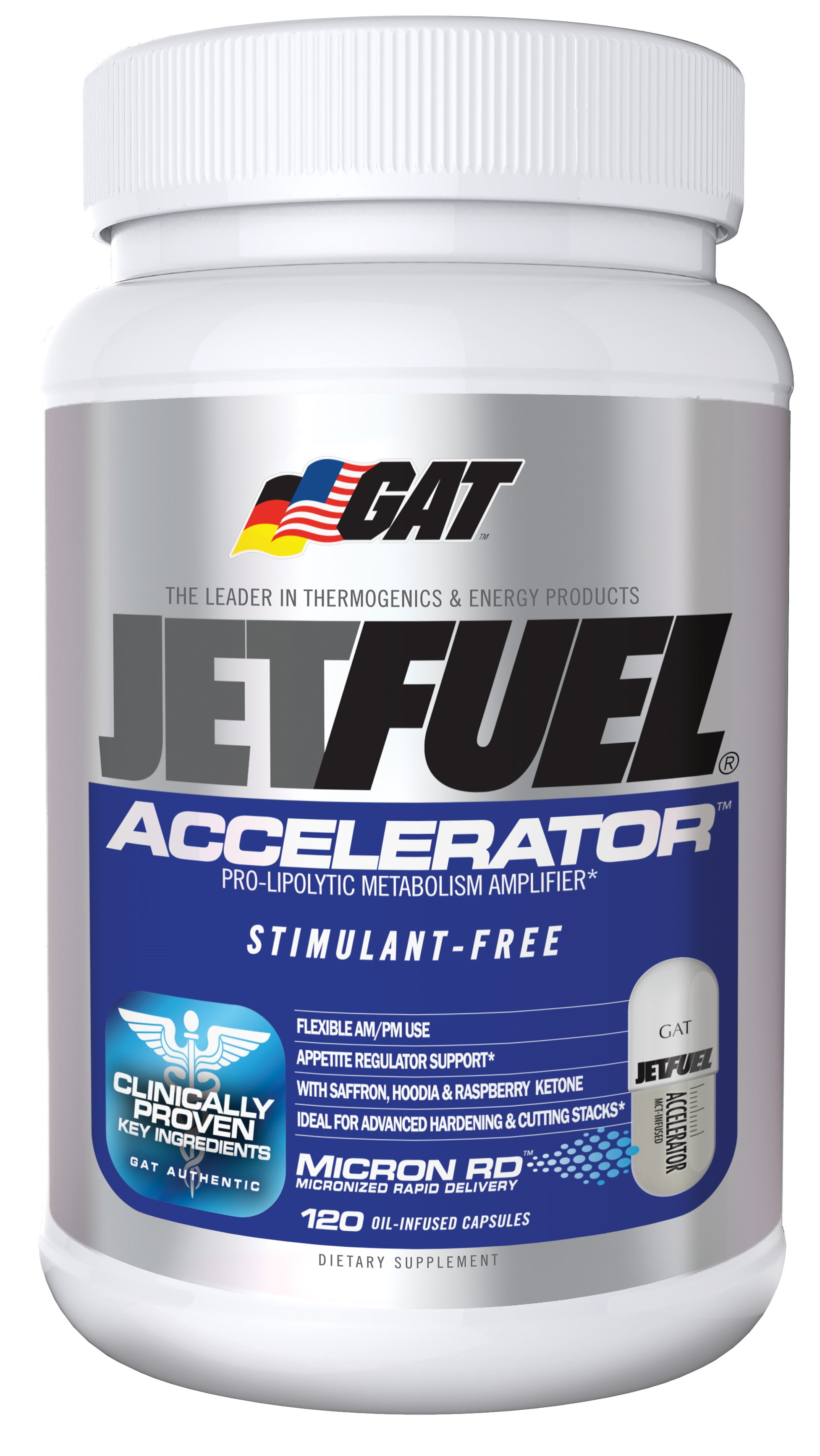 "GAT German American Jet Fuel Accelerator Capsules, 120 Ct"