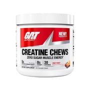 GAT SPORT Creatine Chews, Zero Sugar, 5g Pure Creatine Monohydrate, 3rd Party Tested, Brain Health, Muscle, Strength, Anti-oxidant Support, for Men & Women, 30 Servings Fruit Punch