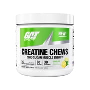 GAT SPORT Creatine Chews, Zero Sugar, 5g Pure Creatine Monohydrate, 3rd Party Tested, Brain Health, Muscle, Strength, Anti-oxidant Support, for Men & Women, 30 Servings Lemon Lime