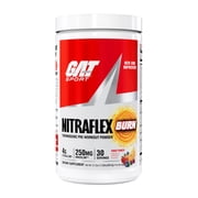 GAT SPORT NITRAFLEX Burn, Pre Workout Thermogenic Powder, Fruit Punch, 30 Servings